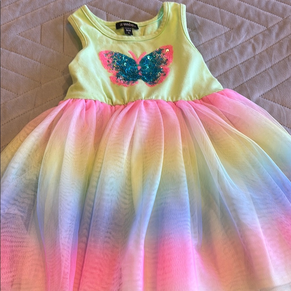 Zunie Rainbow Tulle Dress with Butterfly